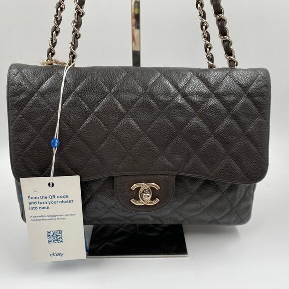 Chanel Jumbo Single Flap Caviar Bag Leather Brown Classic SHW Silver Hardware - Picture 3 of 16